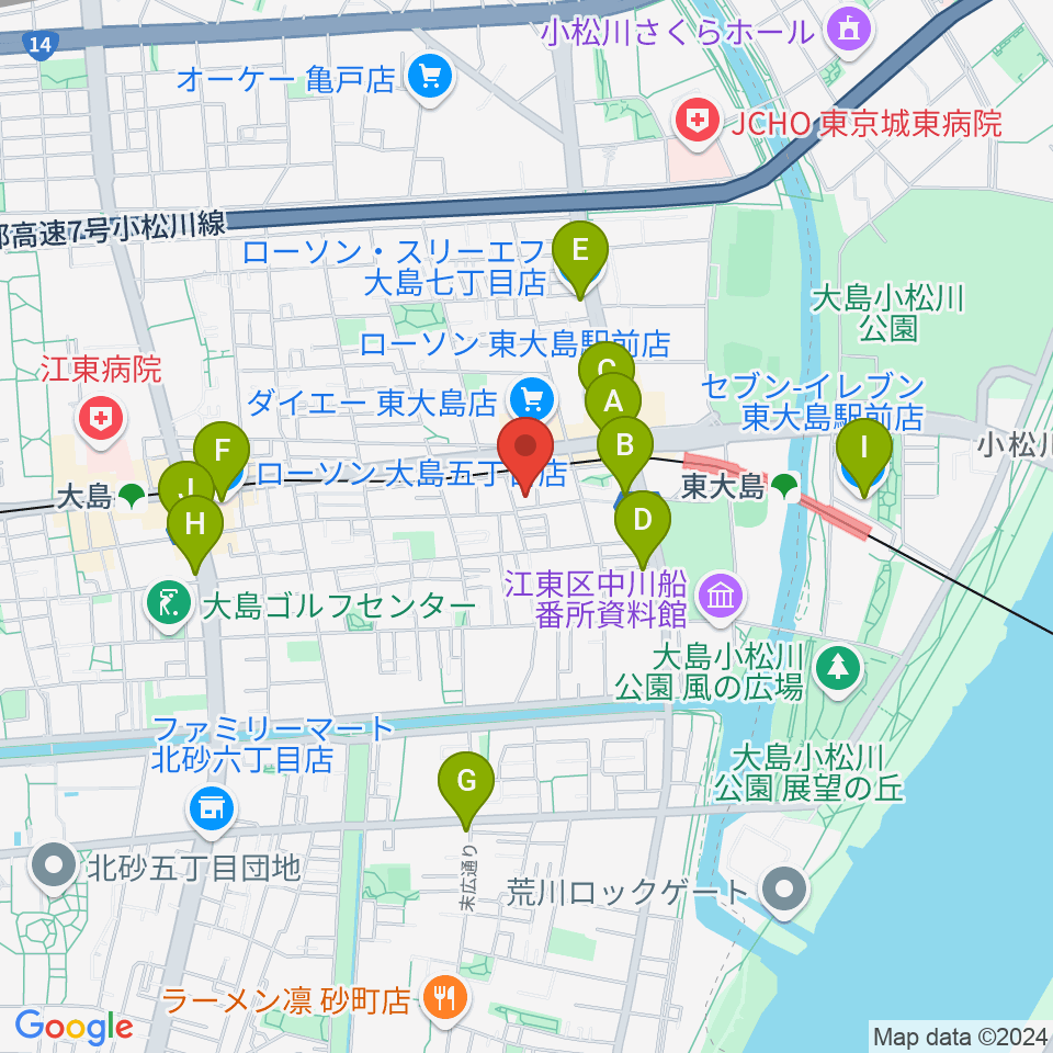 東大島文化センター周辺のコンビニエンスストア一覧地図