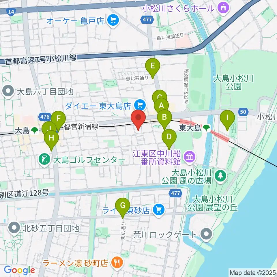 東大島文化センター周辺のコンビニエンスストア一覧地図