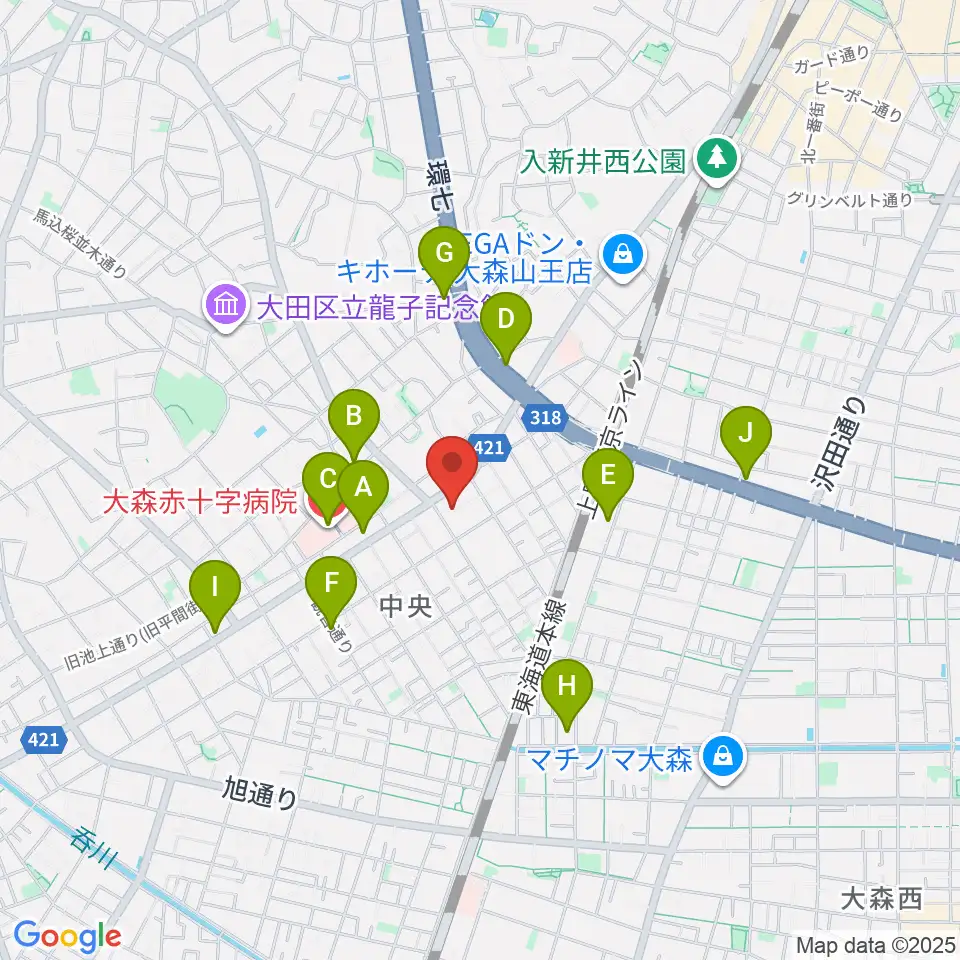 大田文化の森ホール周辺のコンビニエンスストア一覧地図