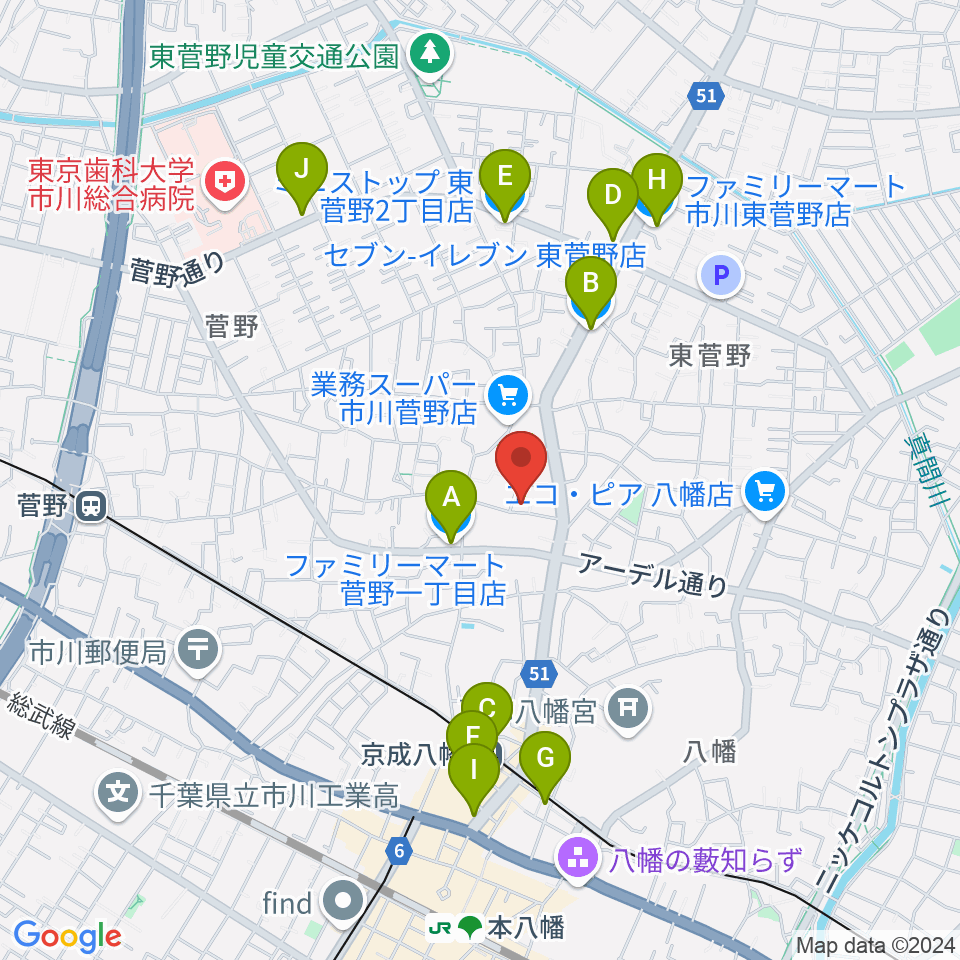 ハーティスト・ミュージック周辺のコンビニエンスストア一覧地図