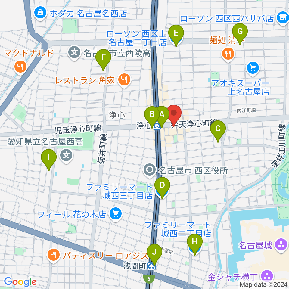 ビッグシティギターズ周辺のコンビニエンスストア一覧地図