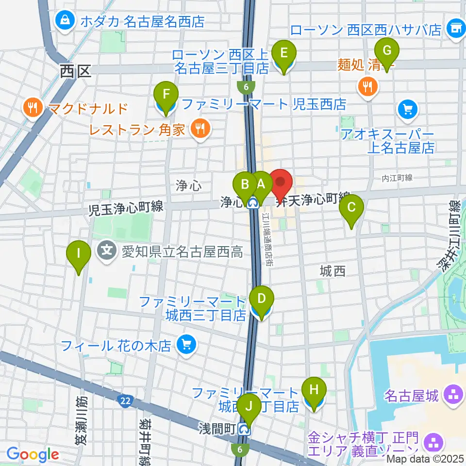 ビッグシティギターズ周辺のコンビニエンスストア一覧地図
