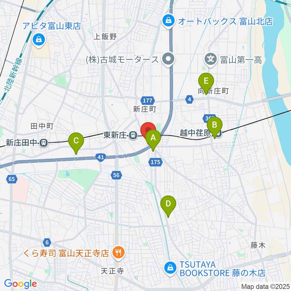 MPC楽器センター富山周辺のコンビニエンスストア一覧地図