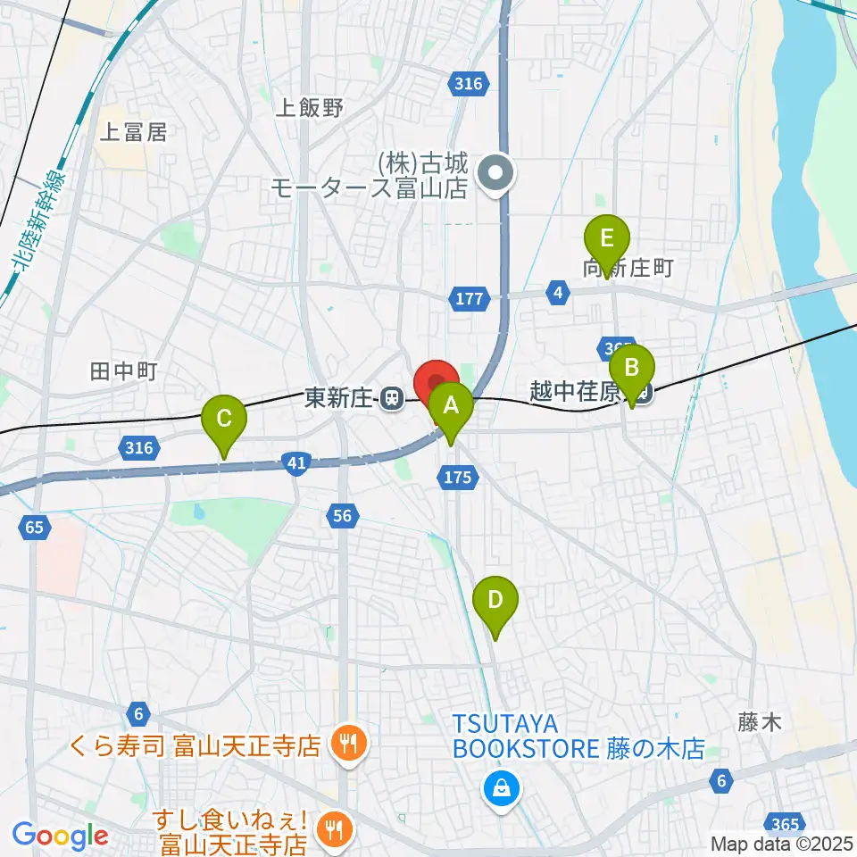 MPC楽器センター富山周辺のコンビニエンスストア一覧地図