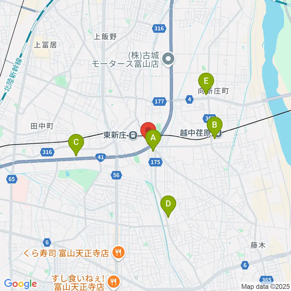 MPC楽器センター富山周辺のコンビニエンスストア一覧地図