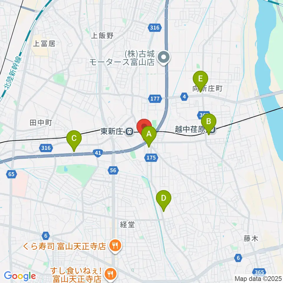 MPC楽器センター富山周辺のコンビニエンスストア一覧地図