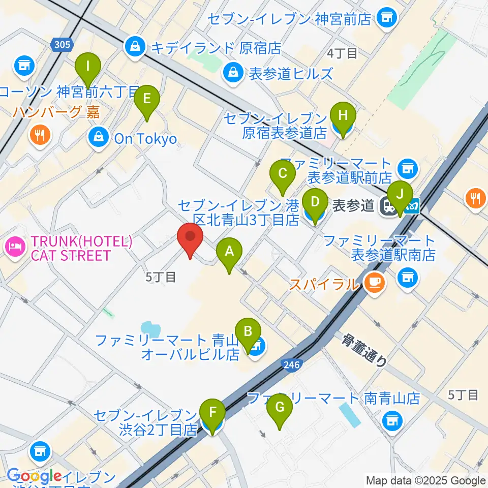 表参道ラパン・エ・アロ周辺のコンビニエンスストア一覧地図