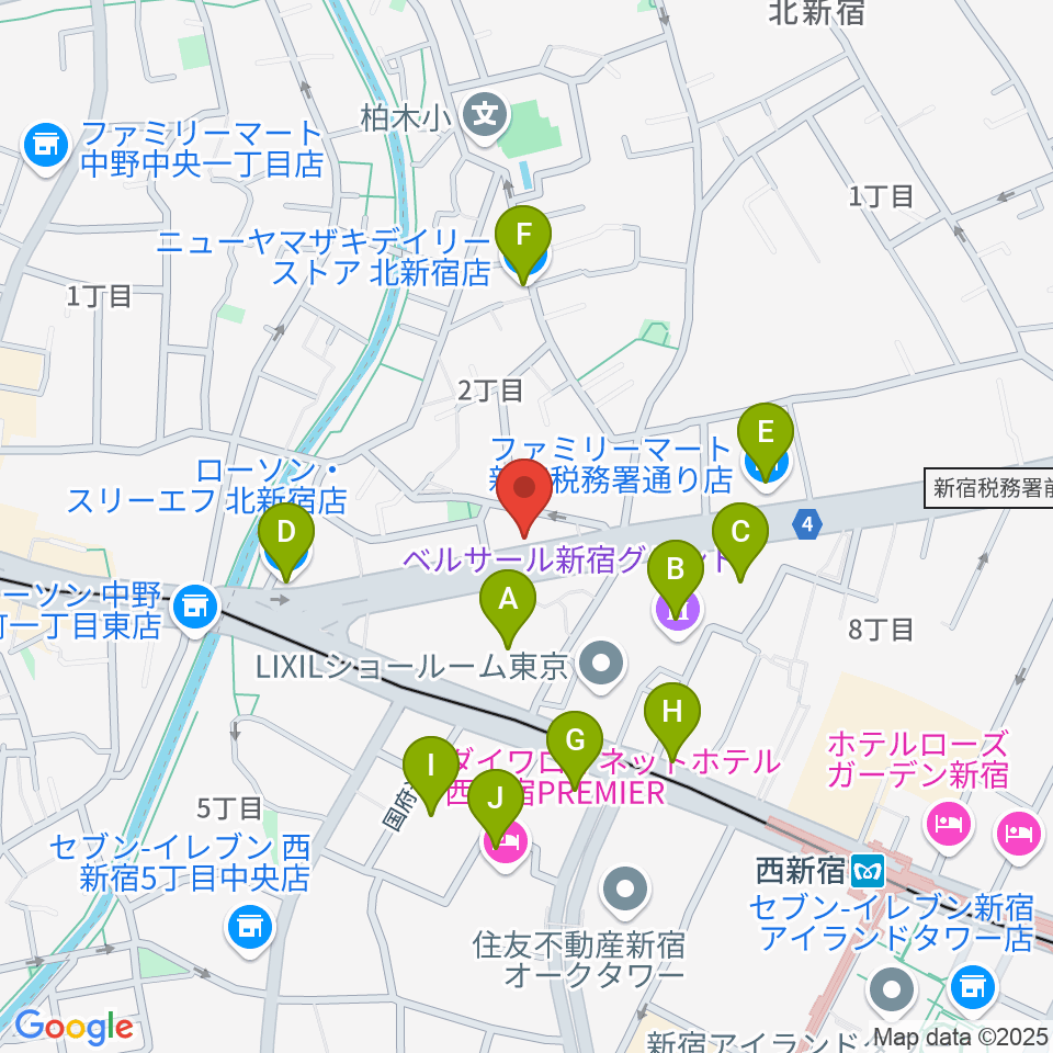 新宿村スタジオ周辺のコンビニエンスストア一覧地図