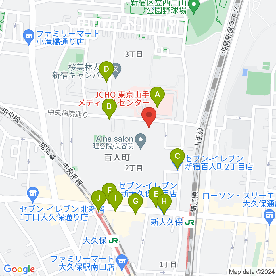 スタジオ ヴィルトゥオージ周辺のコンビニエンスストア一覧地図