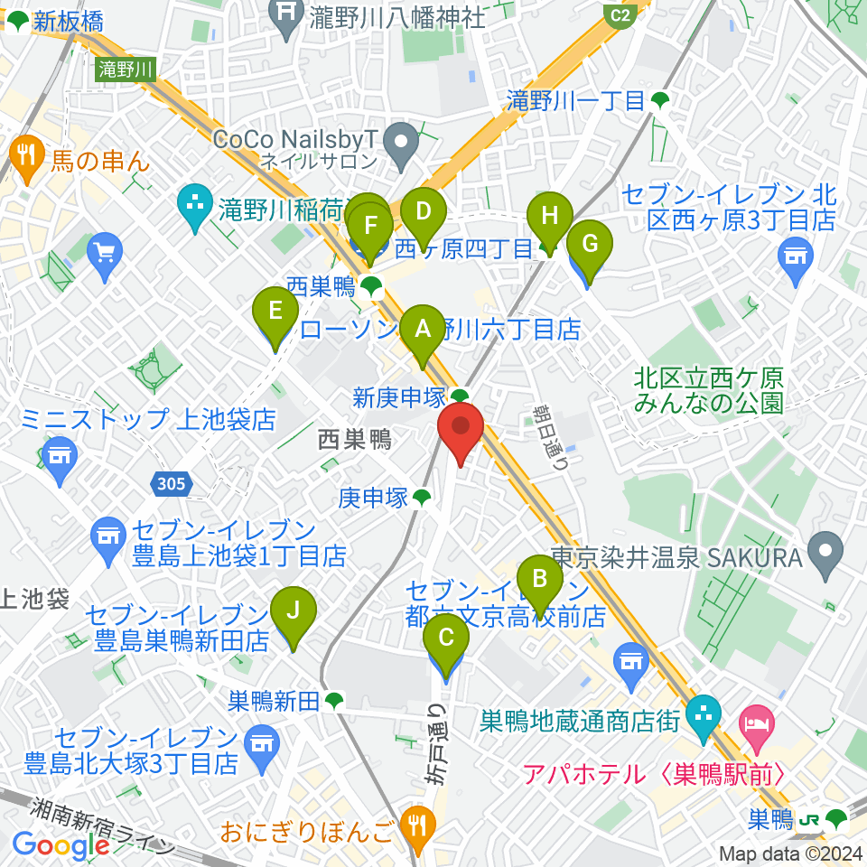 スタジオフォー周辺のコンビニエンスストア一覧地図