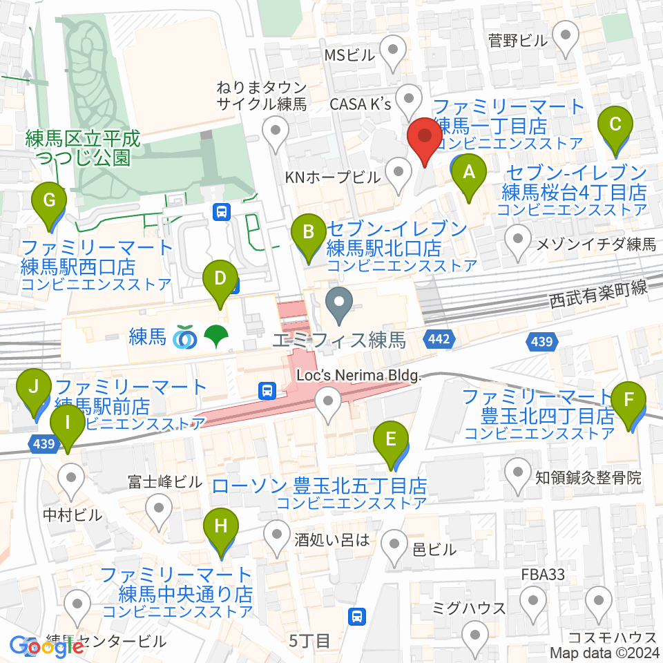 スタジオマザーハウス練馬店周辺のコンビニエンスストア一覧地図