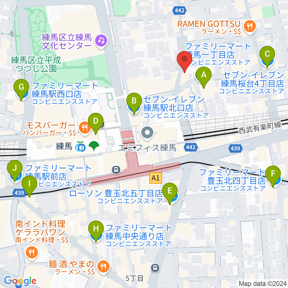 スタジオマザーハウス練馬店周辺のコンビニエンスストア一覧地図