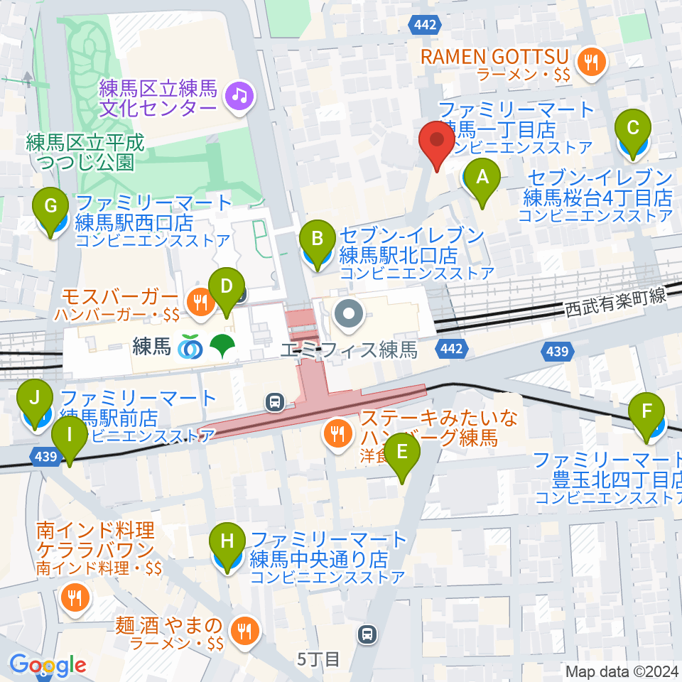 スタジオマザーハウス練馬店周辺のコンビニエンスストア一覧地図