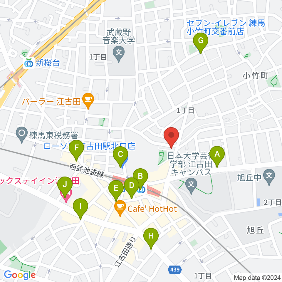 スタジオマザーハウス江古田店周辺のコンビニエンスストア一覧地図