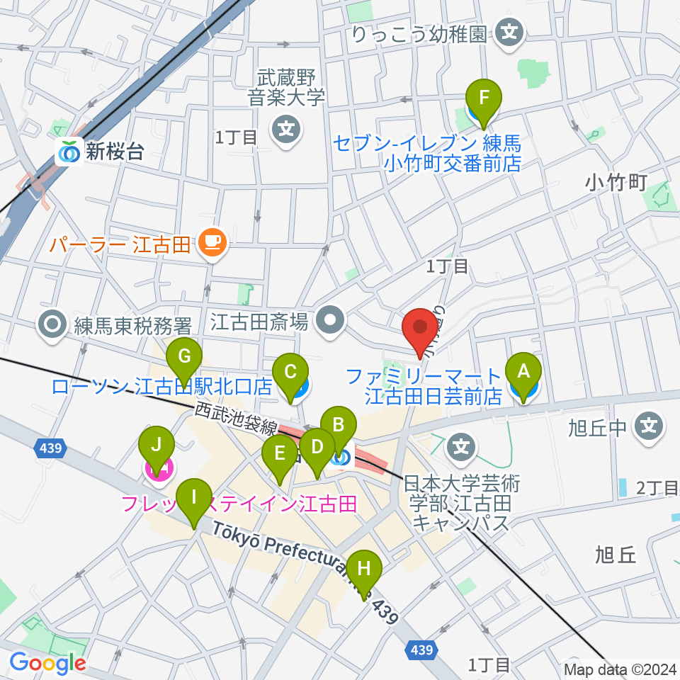 スタジオマザーハウス江古田店周辺のコンビニエンスストア一覧地図