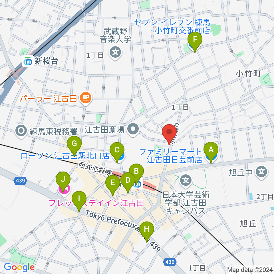 スタジオマザーハウス江古田店周辺のコンビニエンスストア一覧地図