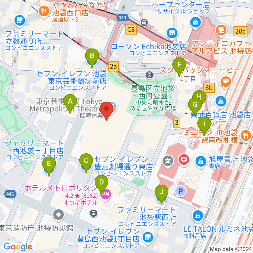 東京芸術劇場周辺のコンビニエンスストア一覧地図