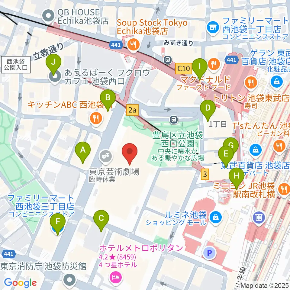 東京芸術劇場周辺のコンビニエンスストア一覧地図