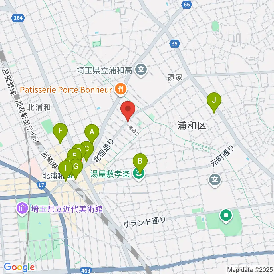 アオバ楽器 浦和音楽院周辺のコンビニエンスストア一覧地図