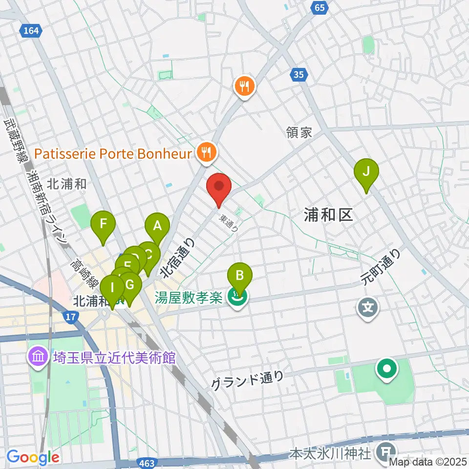 アオバ楽器 浦和音楽院周辺のコンビニエンスストア一覧地図