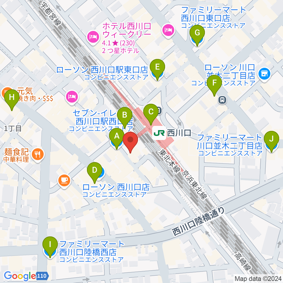 アオバ楽器周辺のコンビニエンスストア一覧地図