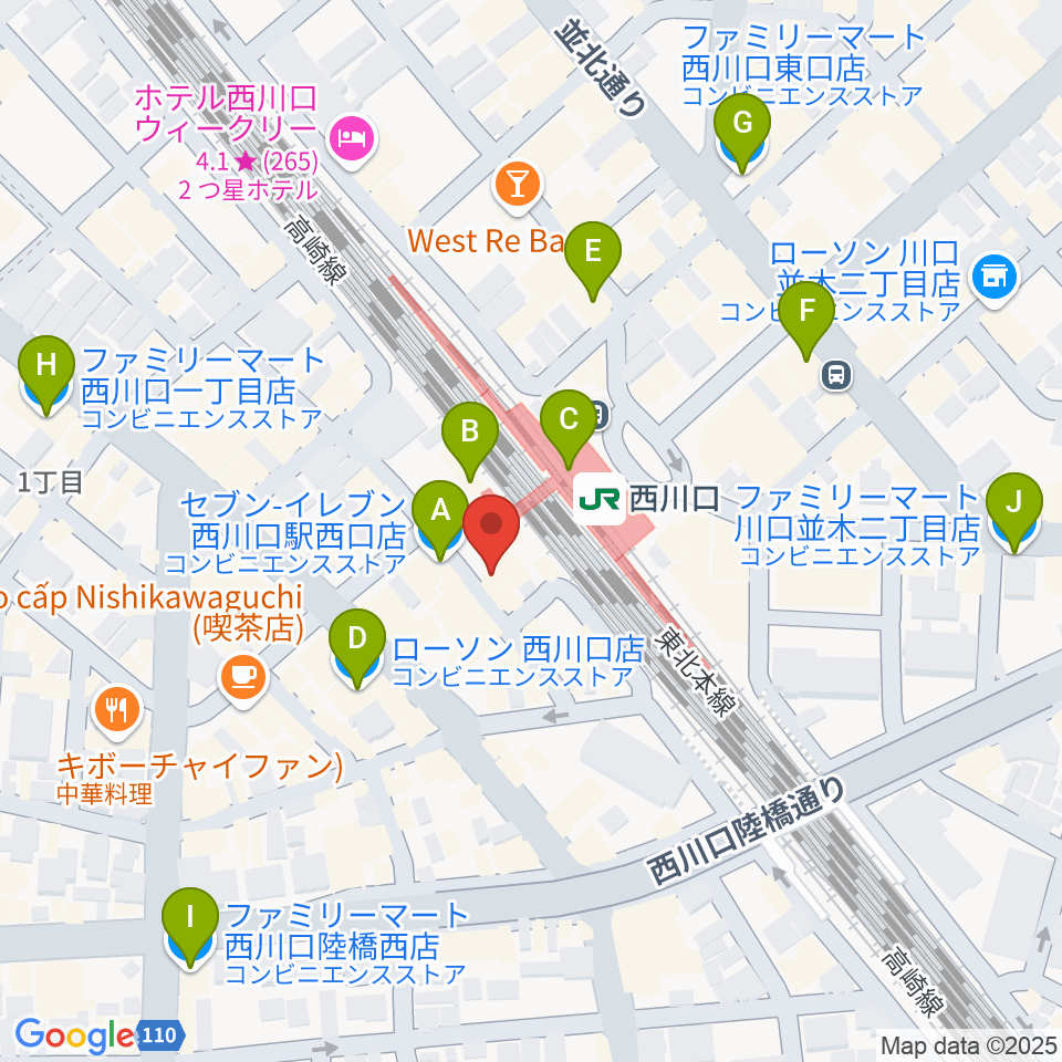 アオバ楽器周辺のコンビニエンスストア一覧地図