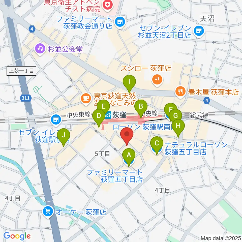 クレモニア・スタジオ周辺のコンビニエンスストア一覧地図