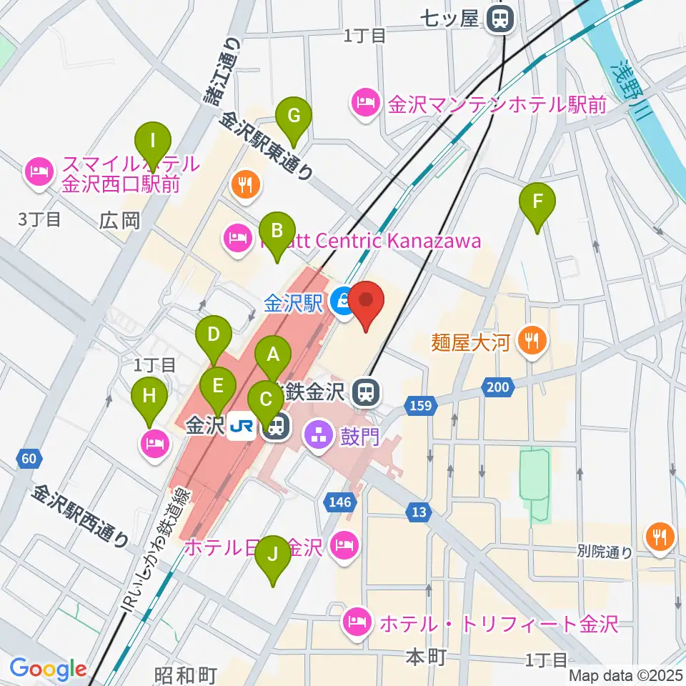 島村楽器 金沢フォーラス店周辺のコンビニエンスストア一覧地図