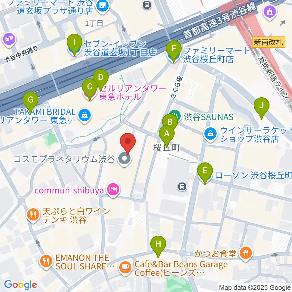 渋谷区文化総合センター大和田周辺のコンビニエンスストア一覧地図