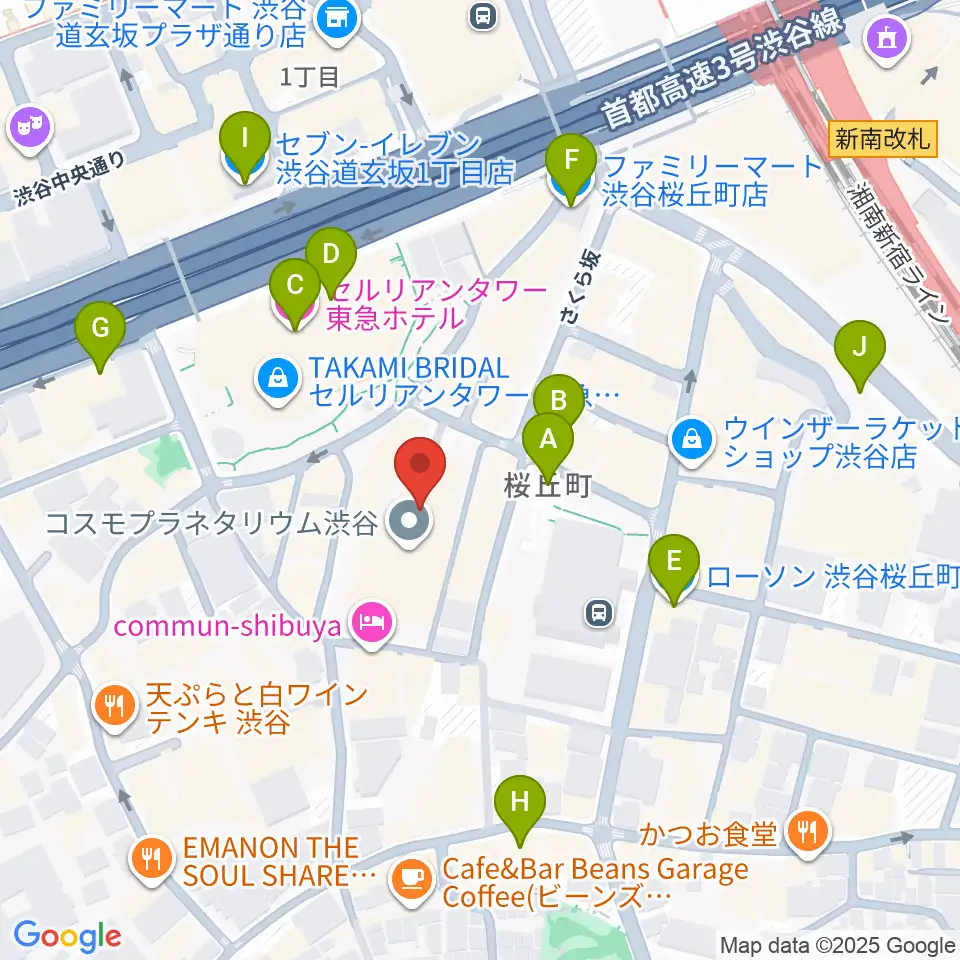 渋谷区文化総合センター大和田周辺のコンビニエンスストア一覧地図