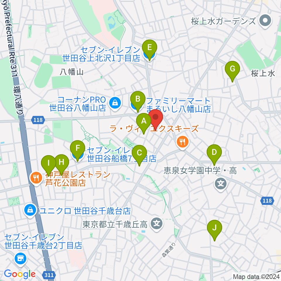 タッドポウルスタジオ Part2周辺のコンビニエンスストア一覧地図