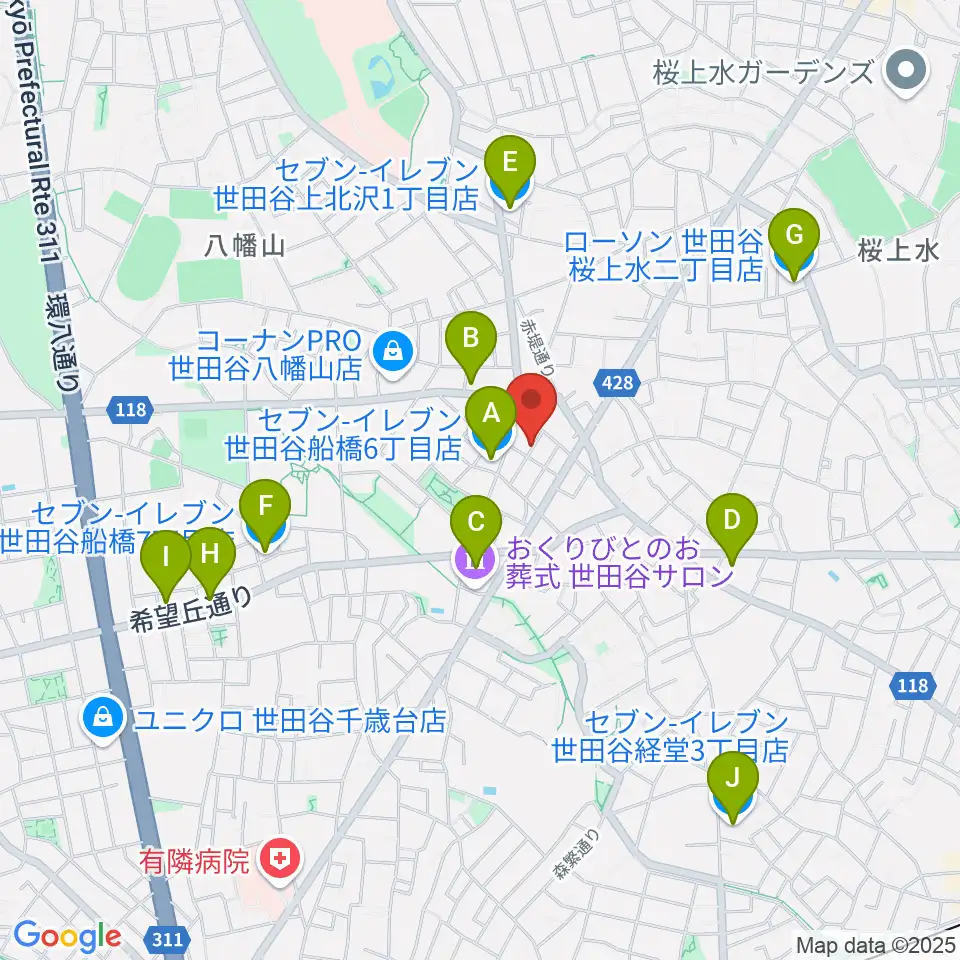 タッドポウルスタジオ Part2周辺のコンビニエンスストア一覧地図
