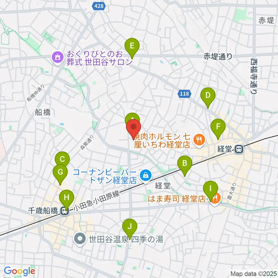 カルラホール周辺のコンビニエンスストア一覧地図