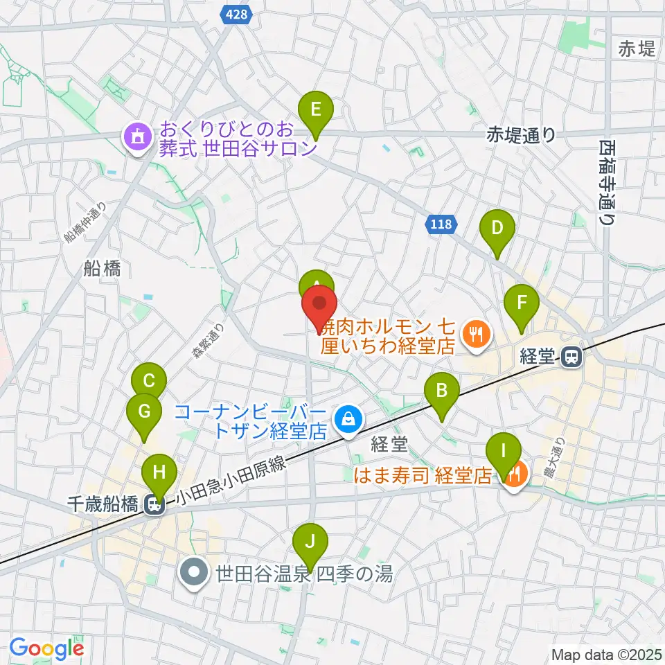 カルラホール周辺のコンビニエンスストア一覧地図
