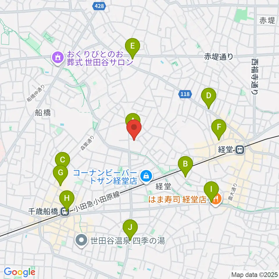 カルラホール周辺のコンビニエンスストア一覧地図