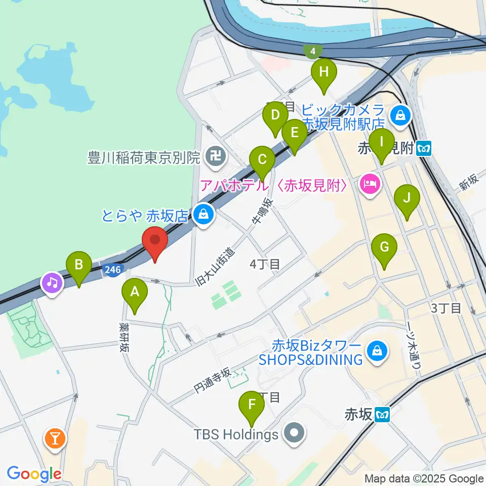 赤坂区民センター周辺のコンビニエンスストア一覧地図