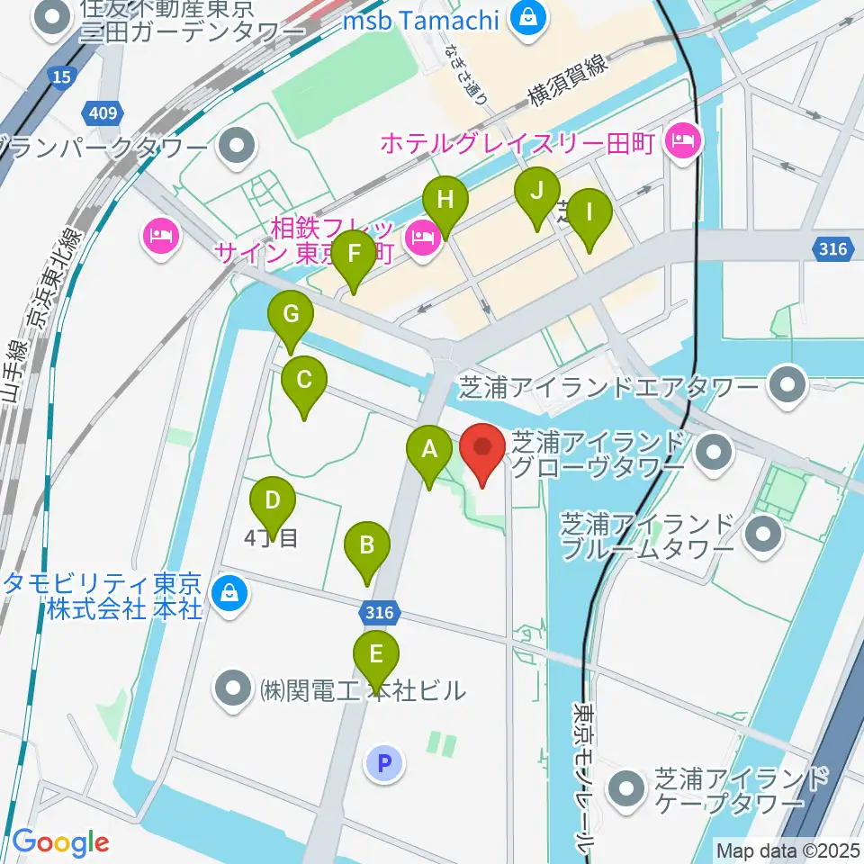 芝浦港南区民センター周辺のコンビニエンスストア一覧地図