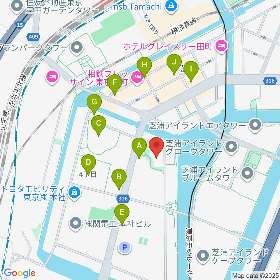 芝浦港南区民センター周辺のコンビニエンスストア一覧地図