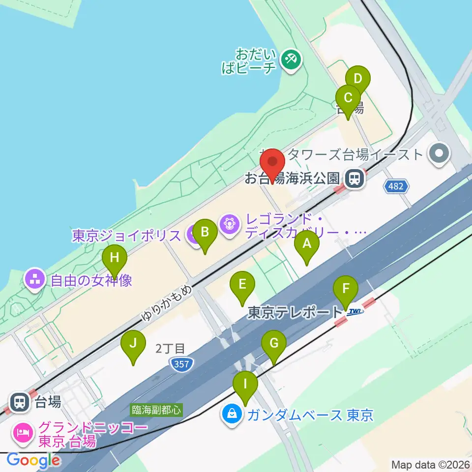 台場区民センター 区民ホール 周辺のコンビニエンスストア一覧マップ