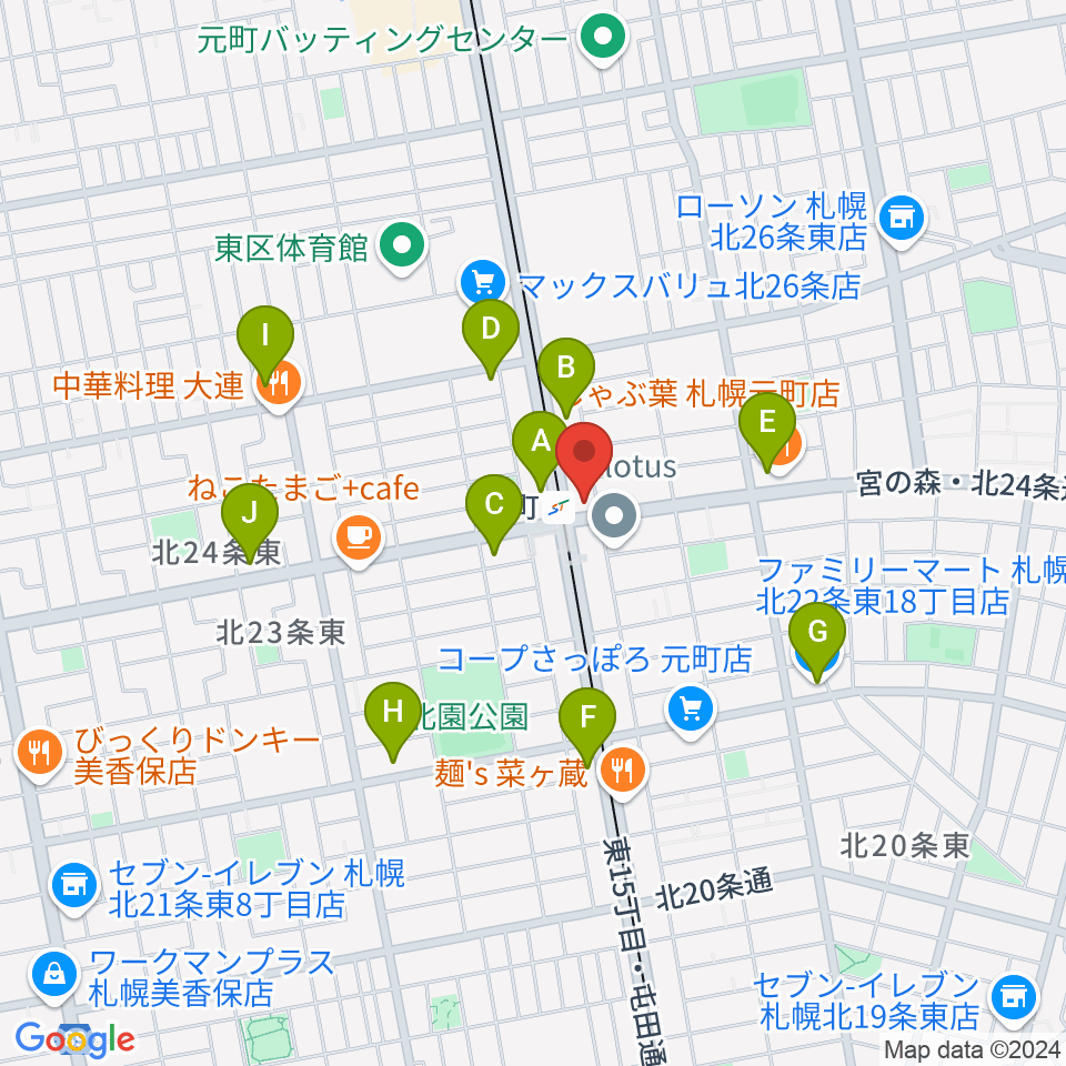 ローランドミュージックスクール札幌元町校周辺のコンビニエンスストア一覧地図