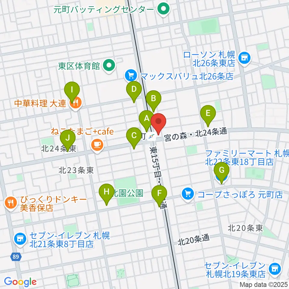 ローランドミュージックスクール札幌元町校周辺のコンビニエンスストア一覧地図