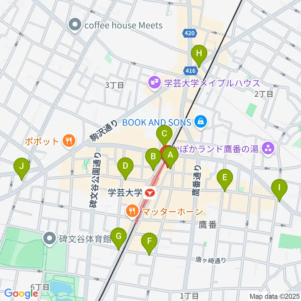 学芸大学センター ヤマハミュージック周辺のコンビニエンスストア一覧地図