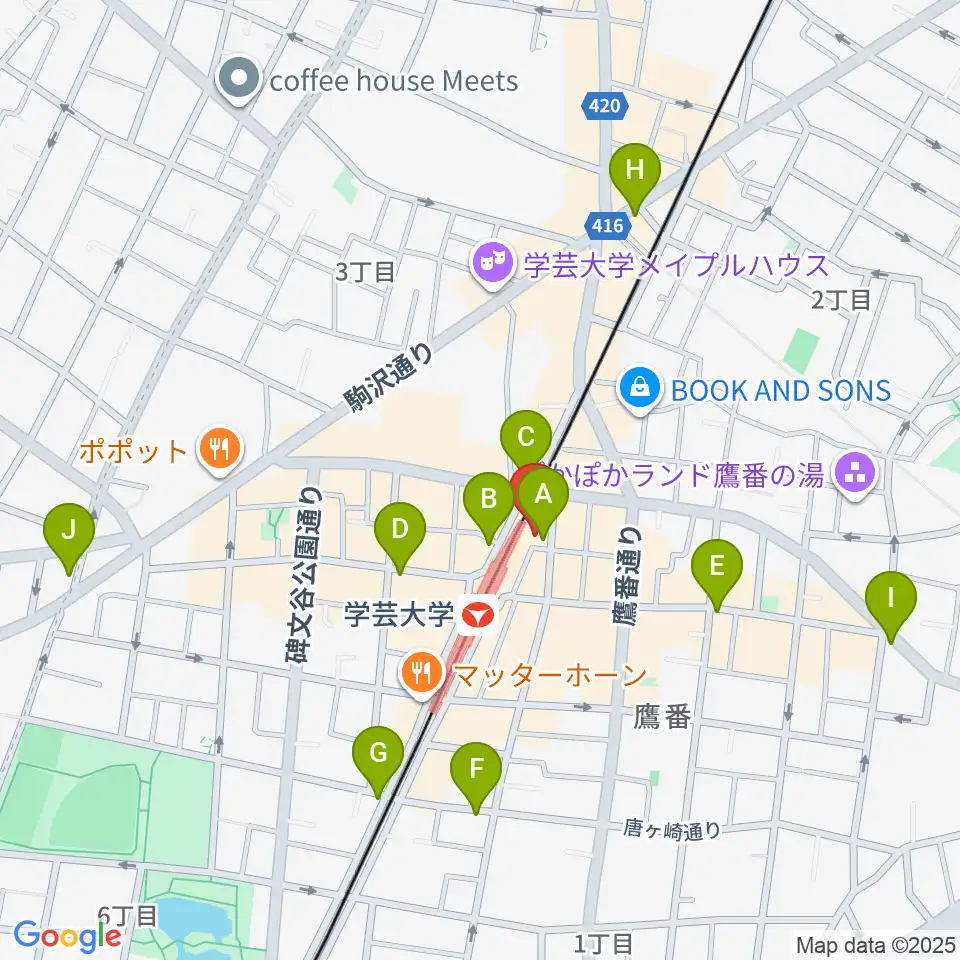 学芸大学センター ヤマハミュージック周辺のコンビニエンスストア一覧地図