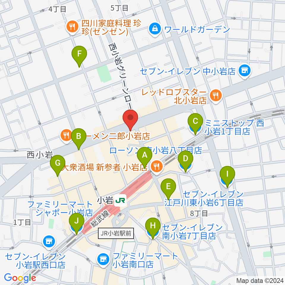 オルフェウスレコーディングスタジオ小岩店周辺のコンビニエンスストア一覧地図