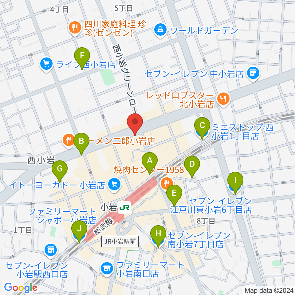 オルフェウスレコーディングスタジオ小岩店周辺のコンビニエンスストア一覧地図