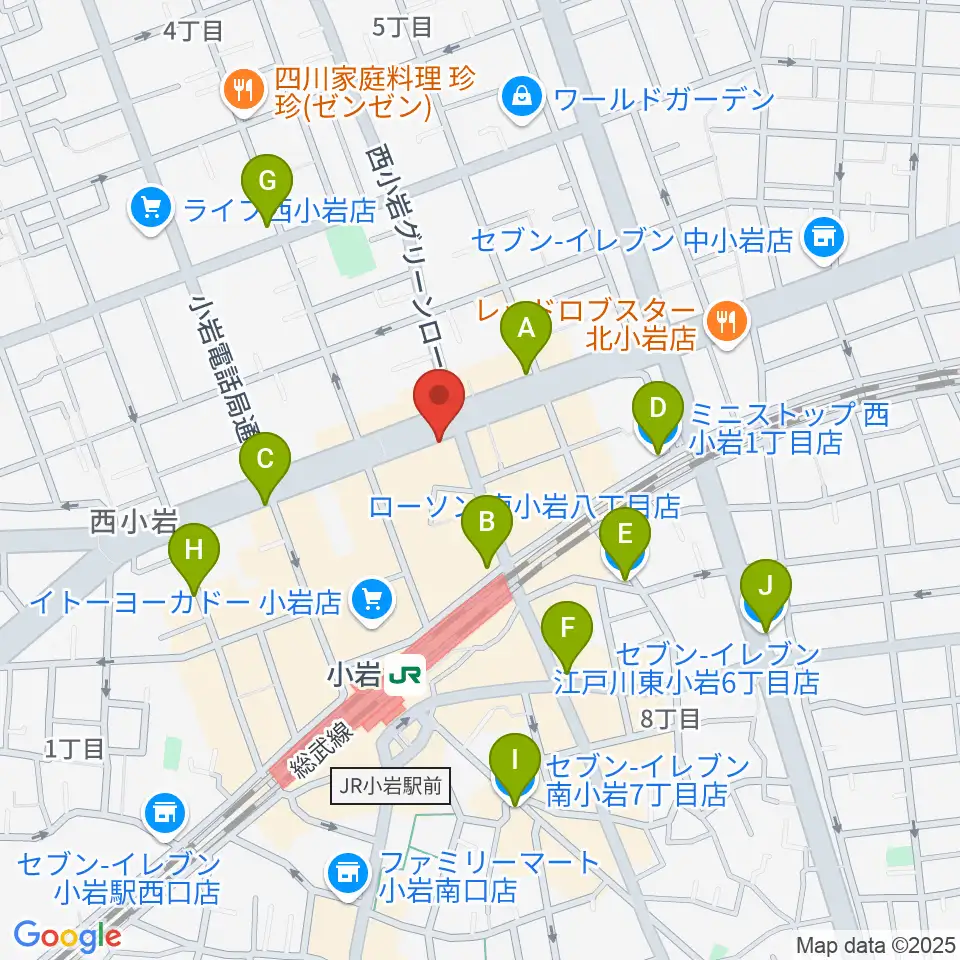 オルフェウスレコーディングスタジオ小岩店周辺のコンビニエンスストア一覧地図