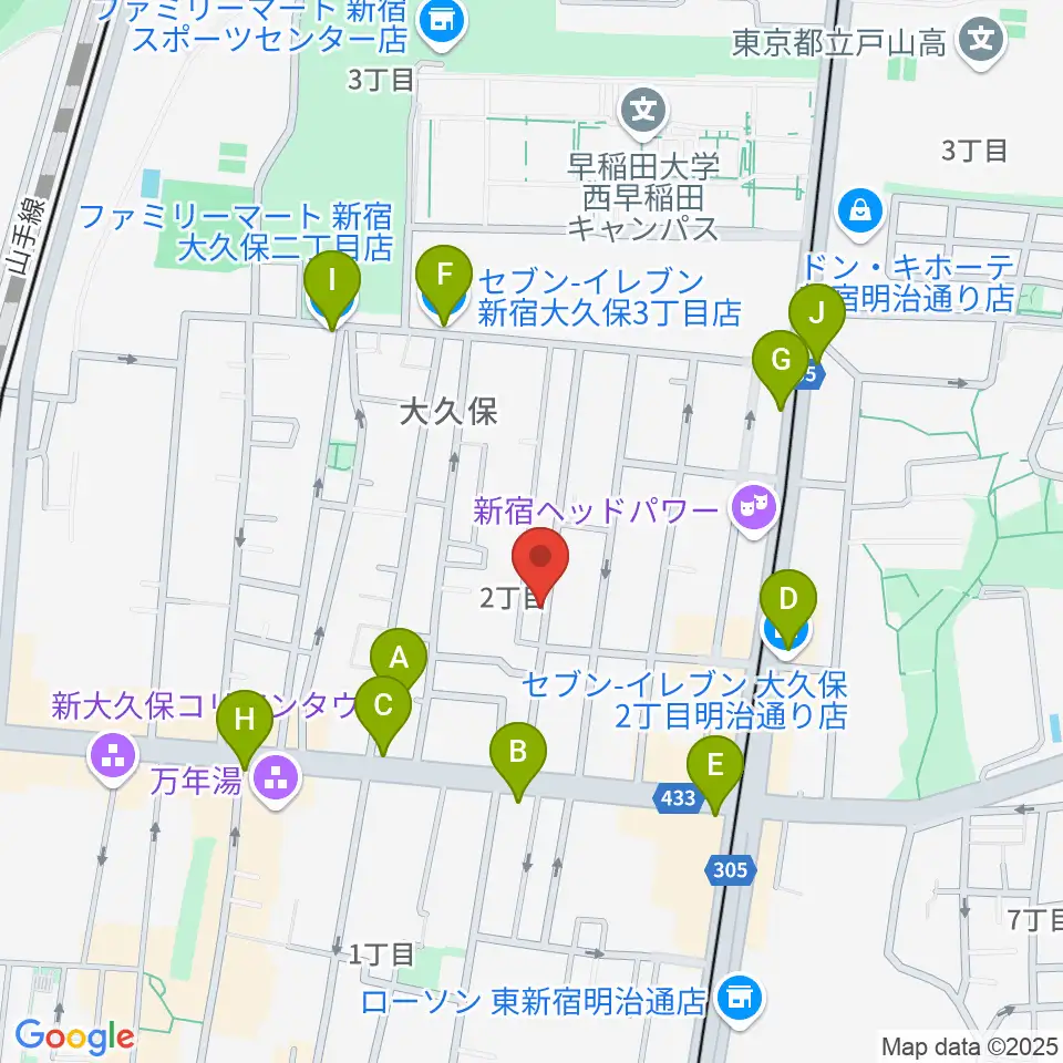 フリーダムスタジオ インフィニティー周辺のコンビニエンスストア一覧地図