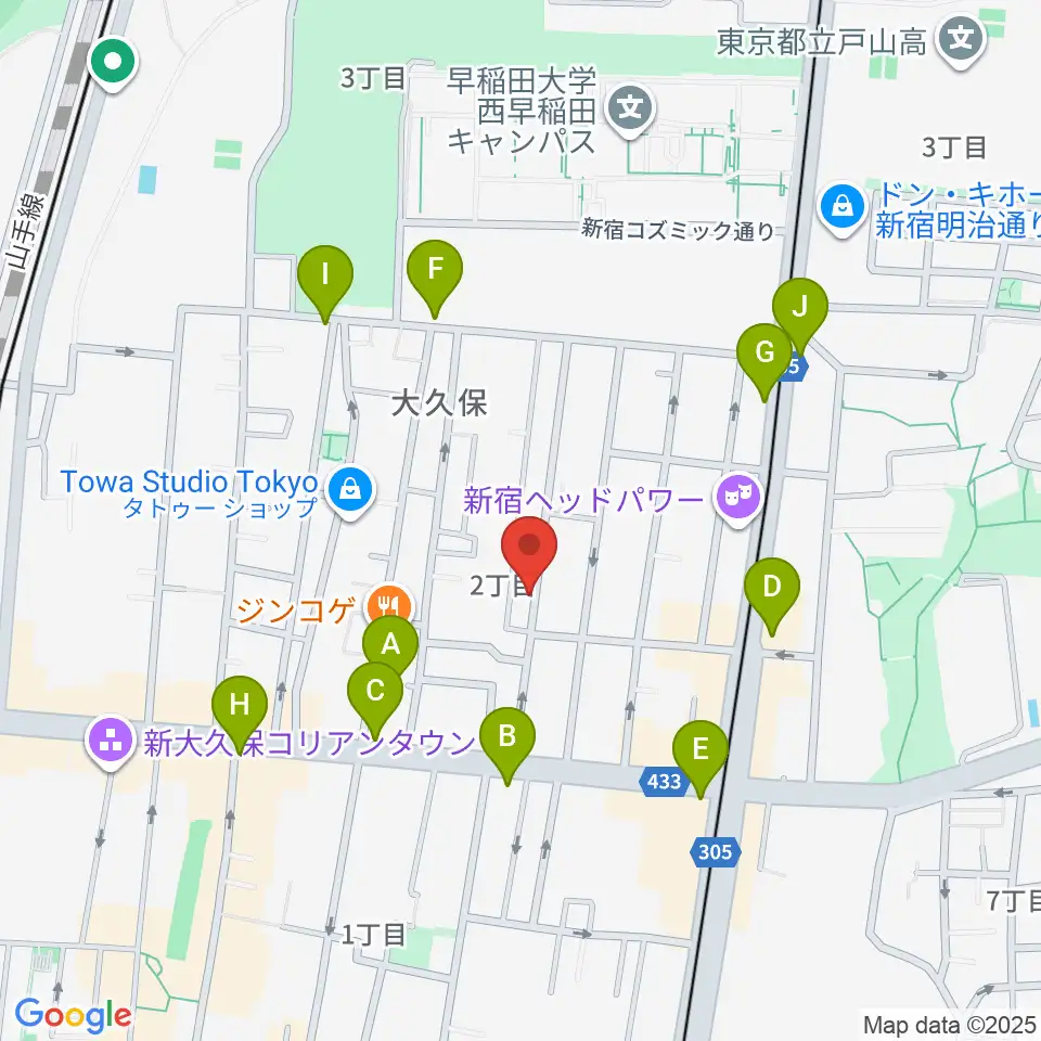 フリーダムスタジオ インフィニティー周辺のコンビニエンスストア一覧地図