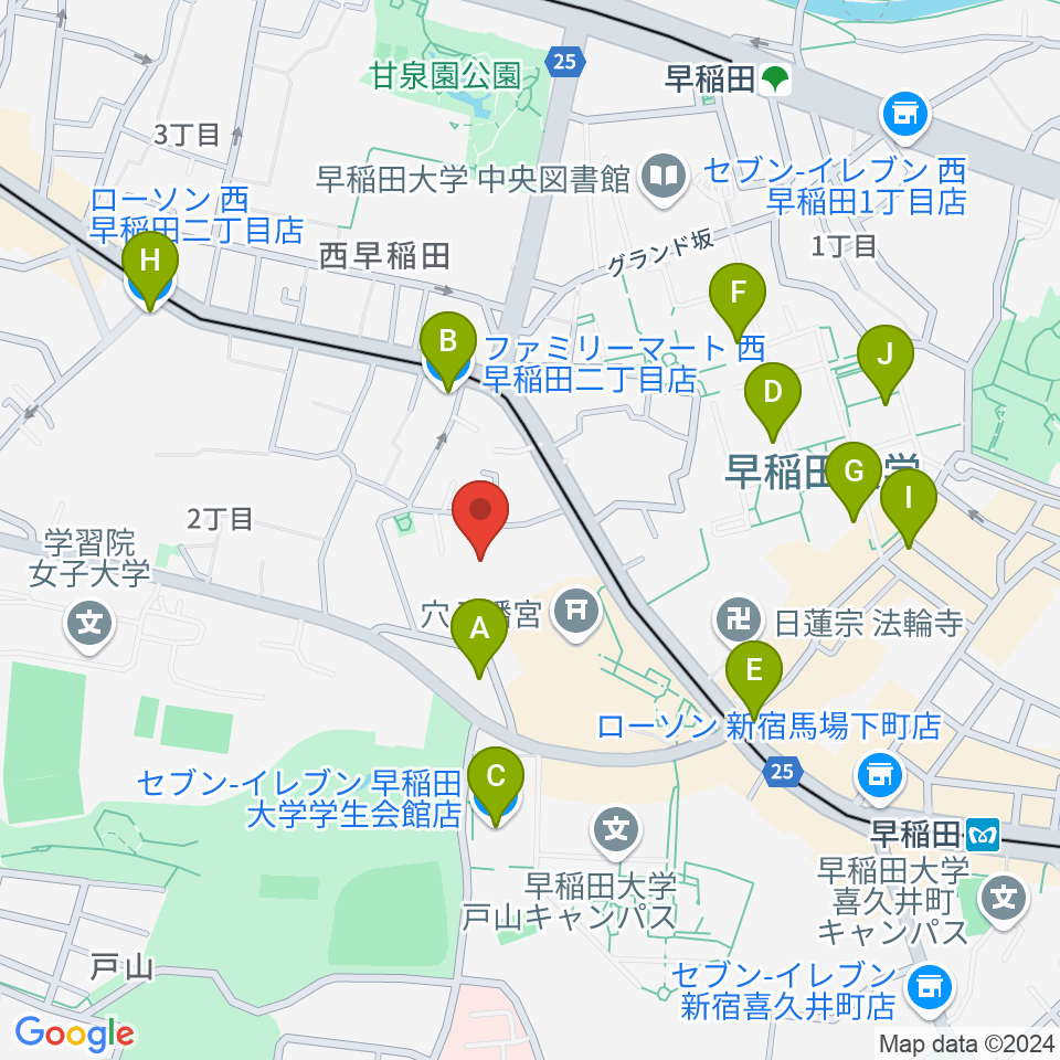 アバコスタジオ周辺のコンビニエンスストア一覧地図