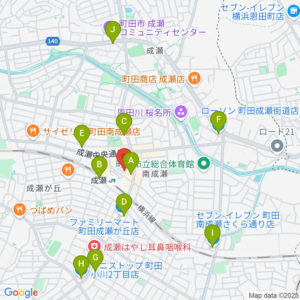 スタジオSOPIC 町田市JR成瀬駅前店周辺のコンビニエンスストア一覧地図